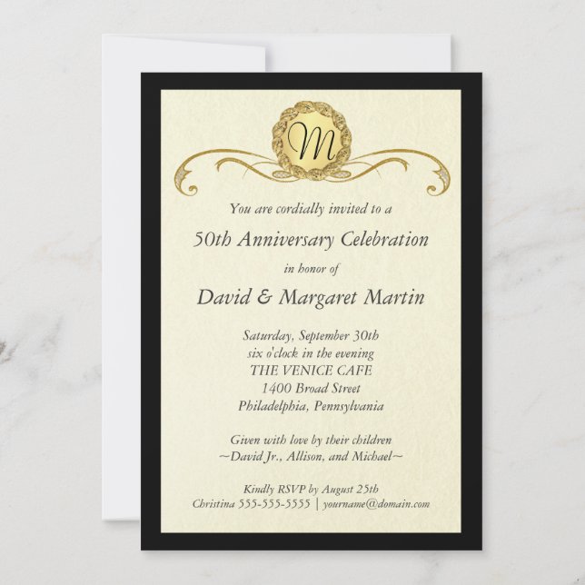 Invitations du 50e anniversaire des fêtes Vintages (Dos)