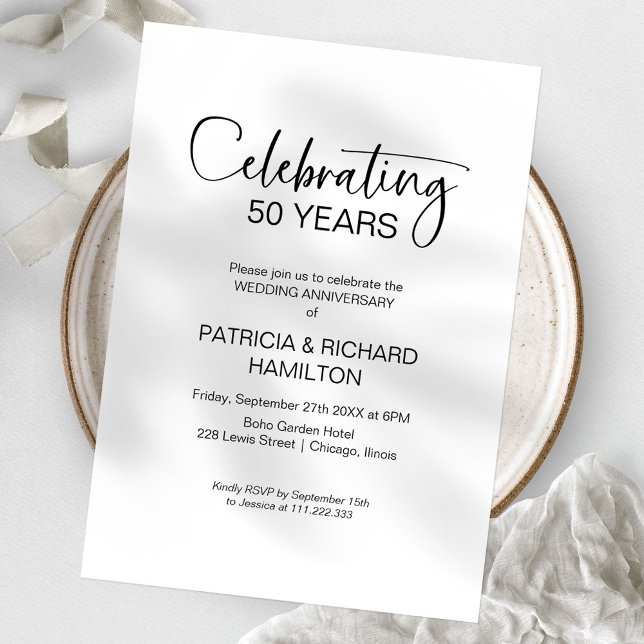 Invitations du 50e anniversaire du Mariage chic (Créateur téléchargé)