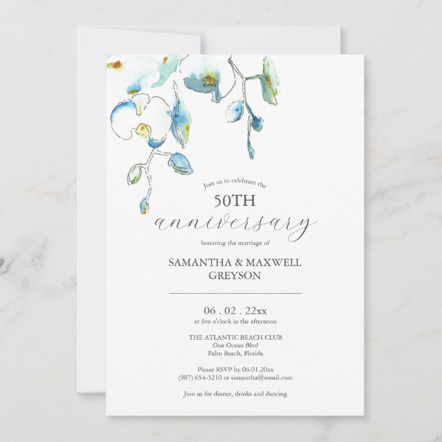 Invitations du 50e anniversaire du Mariage Floral (Devant)