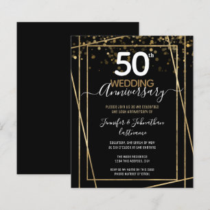 Invitations du 50e anniversaire Gold Border Budget