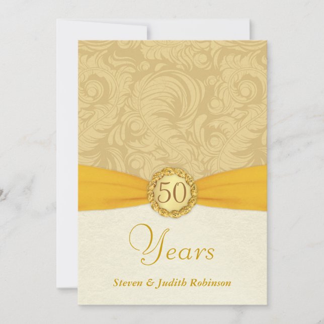 Invitations du 50e anniversaire - Monogramme d'or (Devant)