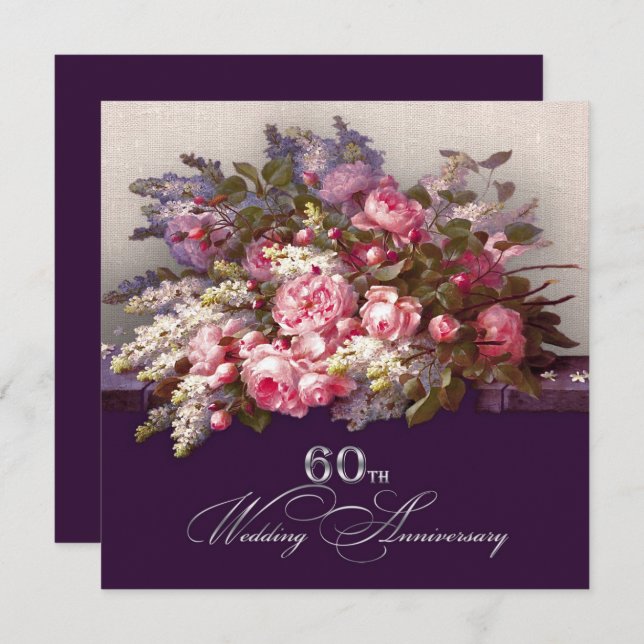 Invitations du 60e anniversaire du Mariage (Devant / Derrière)