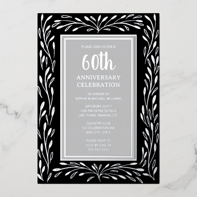 Invitations du 60e anniversaire du Mariage Black G (Recto)