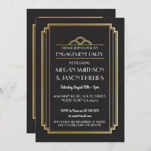 Invitations du Art Déco Engagement Party Gold
