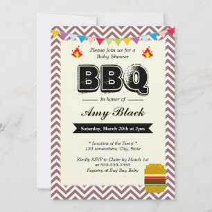 Invitations du Baby shower BBQ de Chevron Stripes