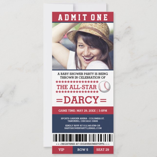 Invitations du Baby shower de base-ball de la Mari (Devant)