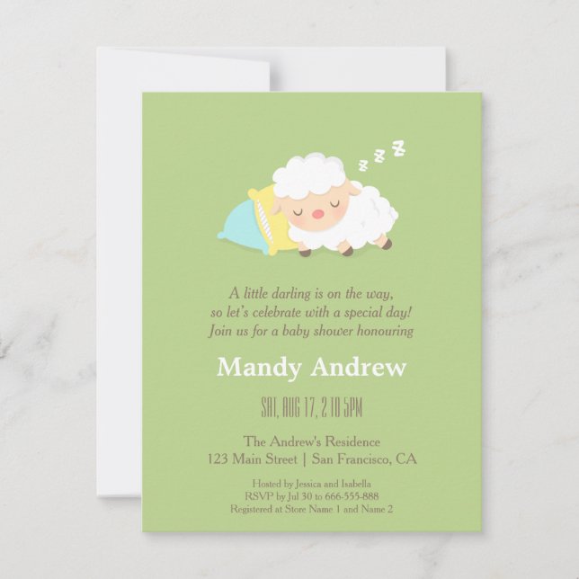 Invitations du Baby shower Little Lamb (Devant)