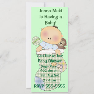 Invitations du Baby shower vert