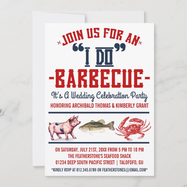 Invitations du barbecue Occidental "I Do" (Devant)
