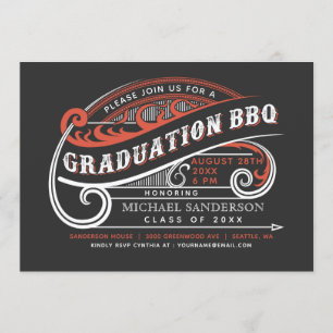 Invitations du barbecue vintage Retro Graduation
