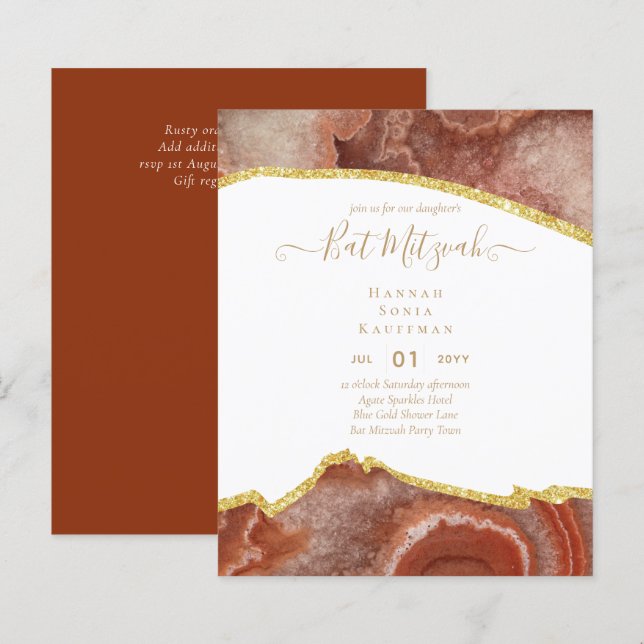 Invitations du BAT MITZVAH de Parties scintillant  (Devant / Derrière)