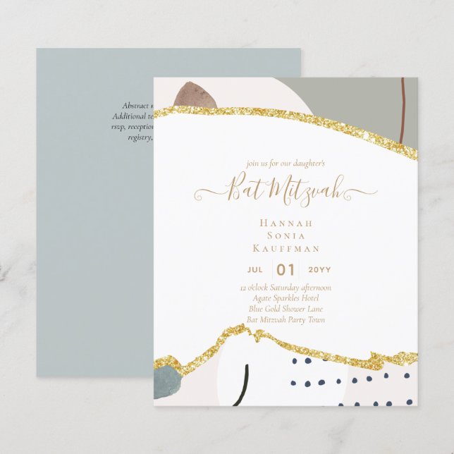 Invitations du BAT MITZVAH de Parties scintillant  (Devant / Derrière)