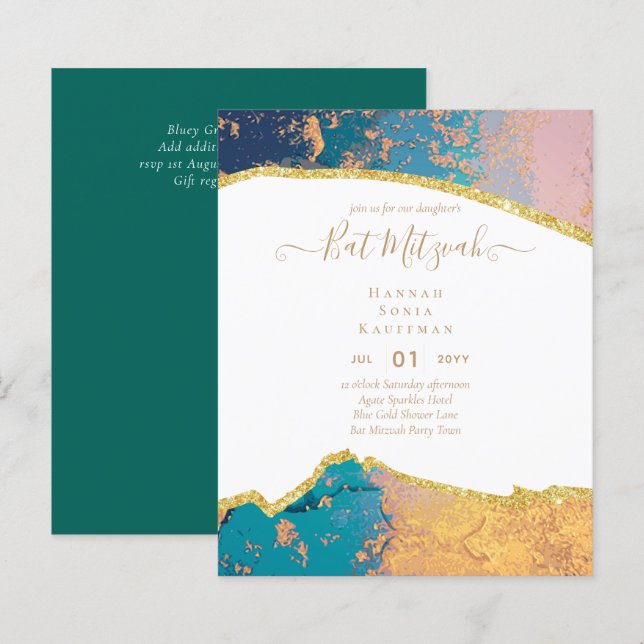 Invitations du BAT MITZVAH de Parties scintillant  (Devant / Derrière)