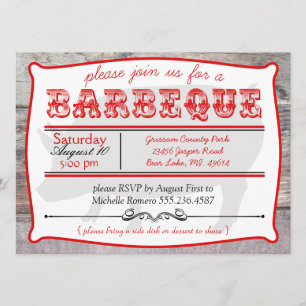 Invitations du BBQ Big Pig Barbeque Party