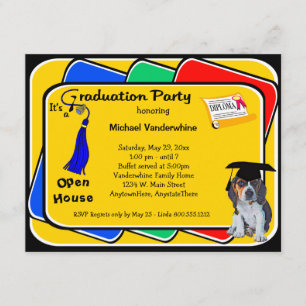 Invitations du Beagle Puppy Blue Graduler Party