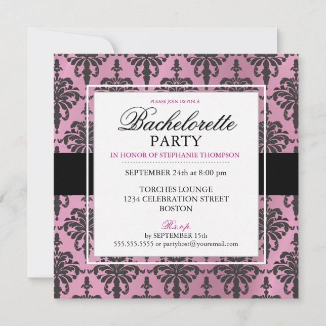 Invitations du Black Lace Bachelorette Party Hot P (Devant)