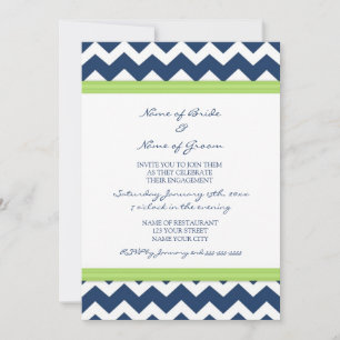 Invitations du Blue Lime Chevron Engagement Party