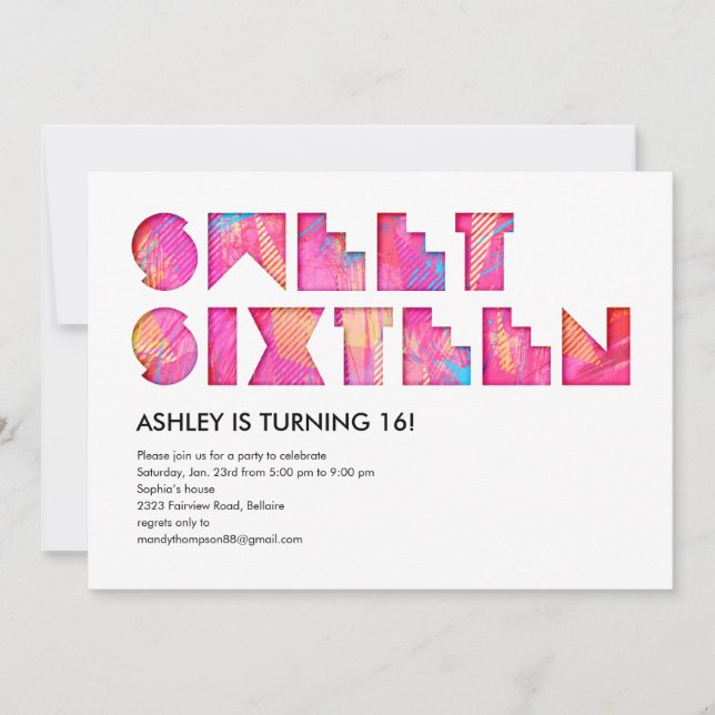 Invitations du bonbon 16 à lueur électrique (Devant)
