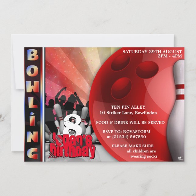 Invitations du Boys Bowling Party (Devant)