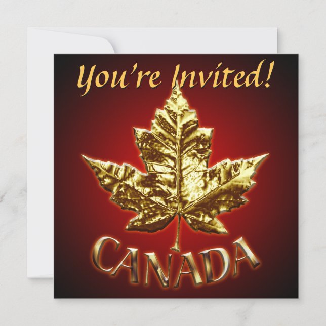 Invitations du Canada Personnalisé Gold Canada RSV (Devant)