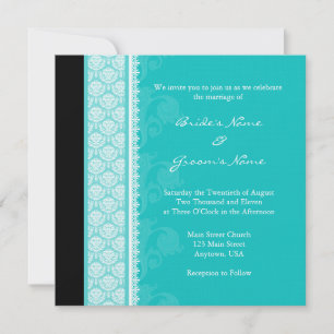 Invitations du carré Turquoise Mariage damassé