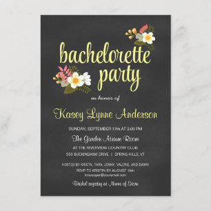 Invitations du Chalkboard Floral Bachelorette Part