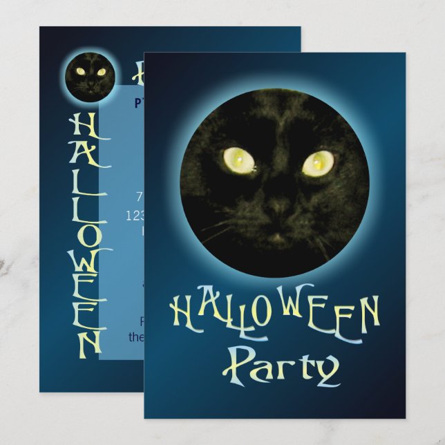 Invitations du chat dans la fête d'Halloween de la (Devant / Derrière)