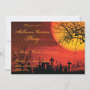 Invitations Du Costume D'Halloween En Nuit 5x7