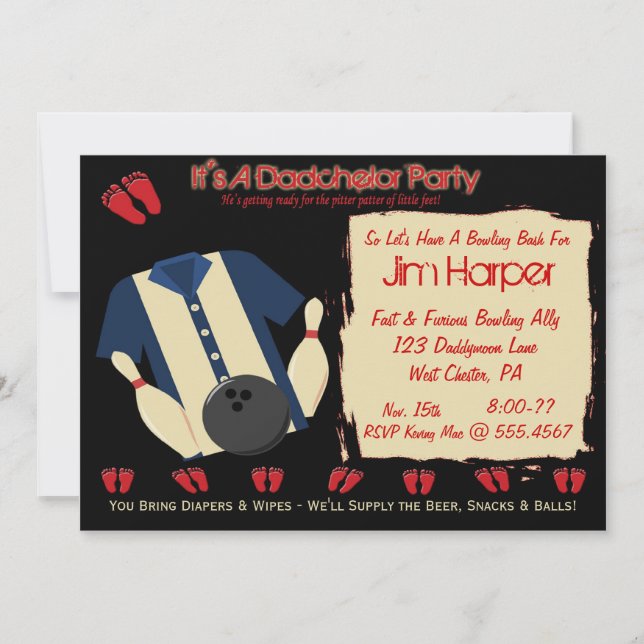 Invitations du Dadchelor Bowling Party (Devant)