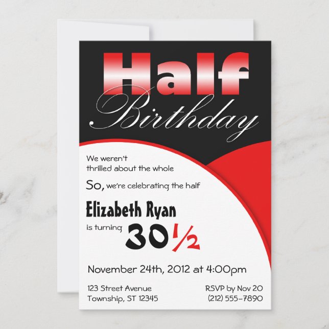 Invitations du demi-anniversaire de la fête rouge (Devant)