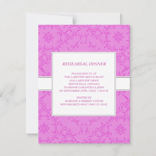 Invitations du dîner de répétition (Devant)
