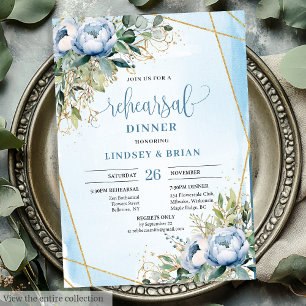 Invitations du dîner sophistiqué Dusty Blue Eucaly
