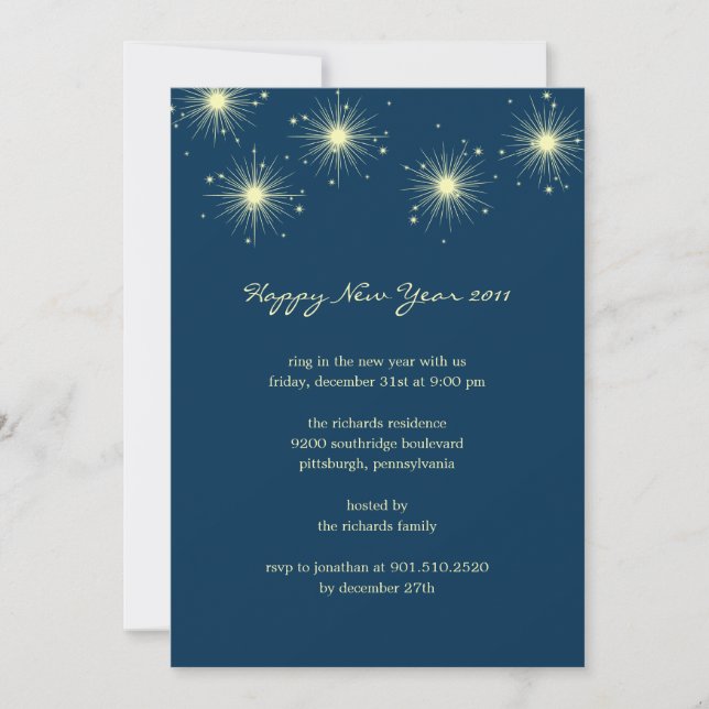 Invitations du Feu d'artifice du Nouvel An (Devant)