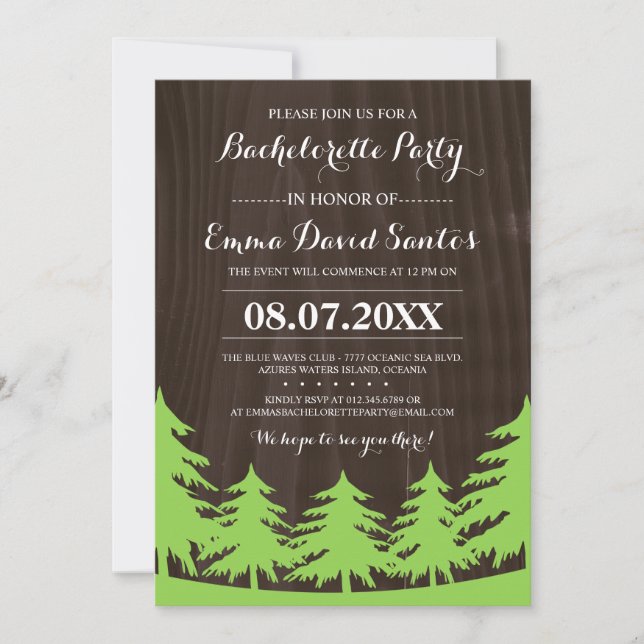 Invitations du Forest Bachelorette Party (Devant)