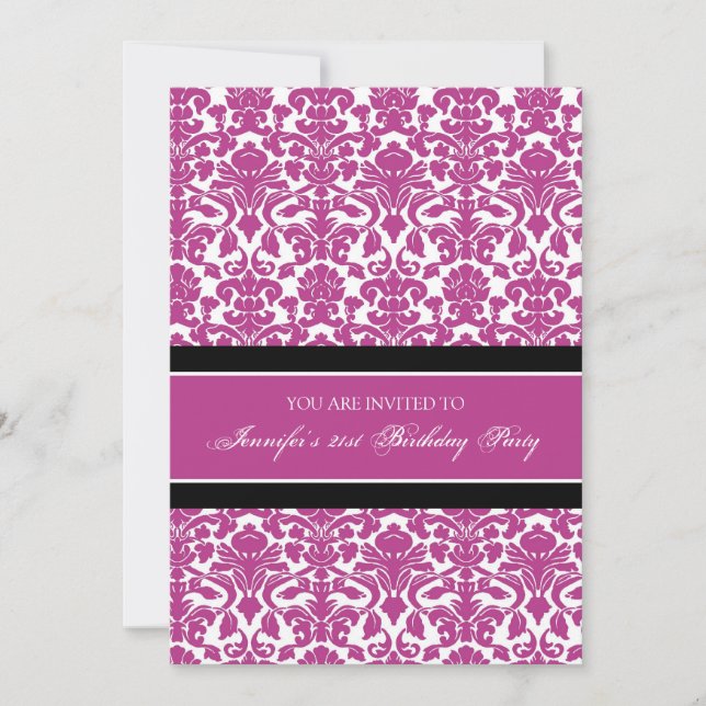 Invitations du Fuchsia Damask 21e anniversaire (Devant)