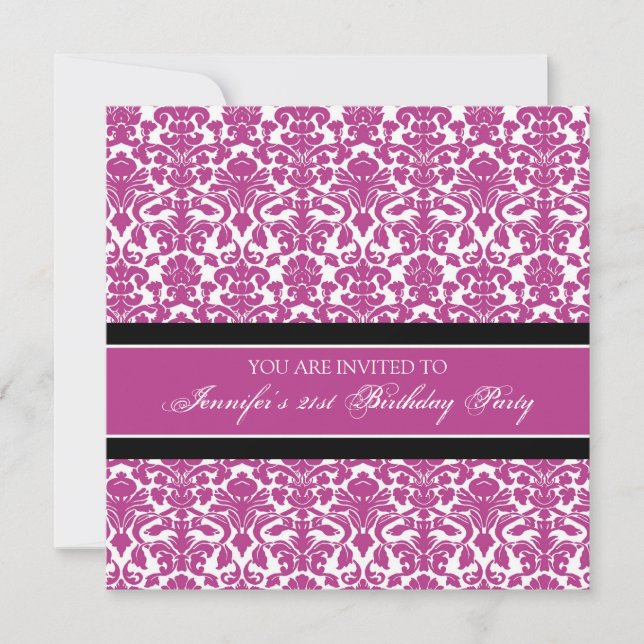 Invitations du Fuchsia Damask 21e anniversaire (Devant)