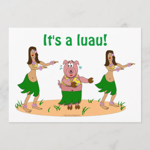 Invitations du Funny Hula Pig Luau Hawaiian Party
