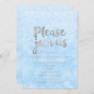 Invitations du Glamor Blue & Silver Sparkle