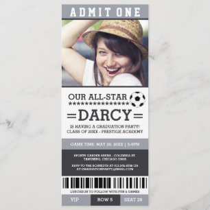 Invitations du Gray and Black Soccer Graduer Party