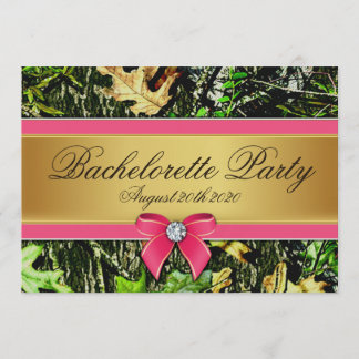 Invitations du groupe Camo Bachelorette Chasse Ros
