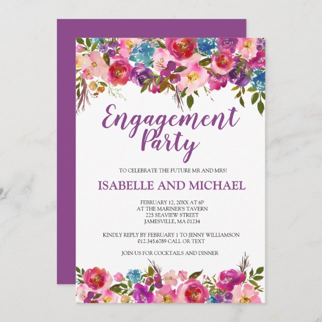 Invitations du groupe d'engagement floral pourpre (Devant / Derrière)