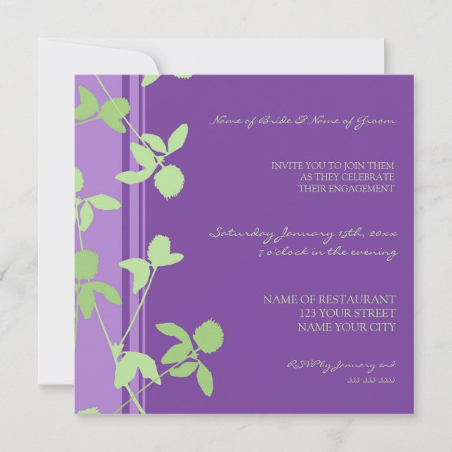Invitations du groupe d'engagement floral vert pou (Devant)