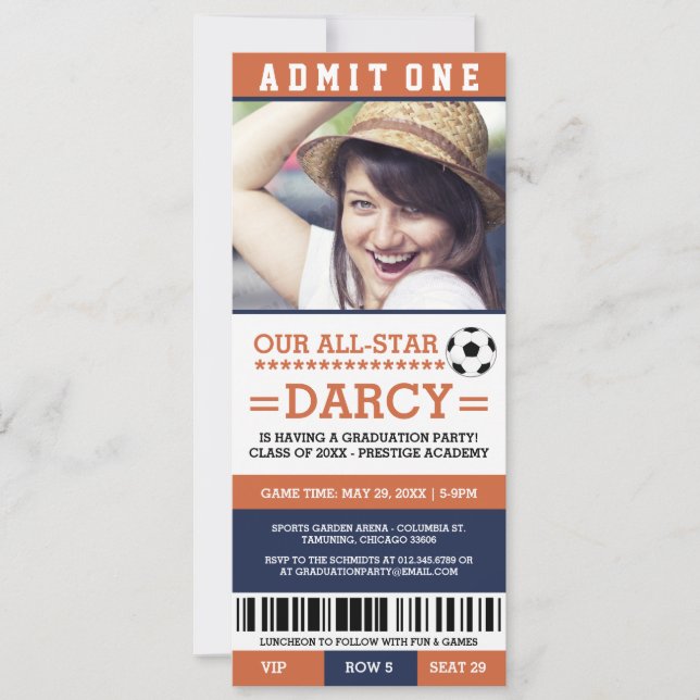 Invitations du groupe Orange and Navy Soccer (Devant)