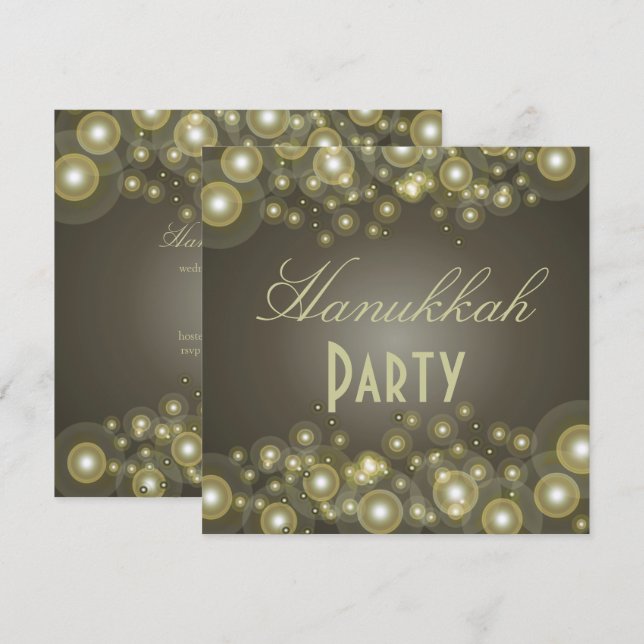 Invitations du Hanoukka Party, bulles de champagne (Devant / Derrière)