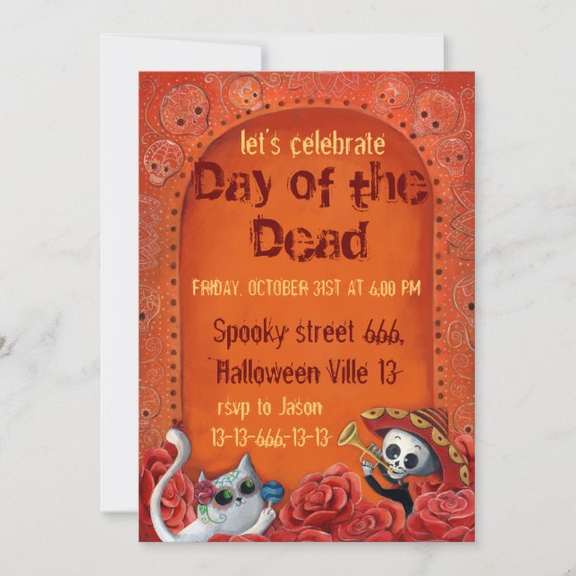 Invitations du Jour des Skeletons Morts El Mariach (Devant)