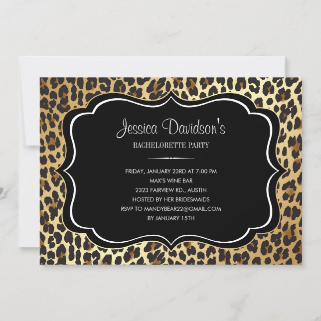 Invitations du Leopard Bachelorette Party (Devant)