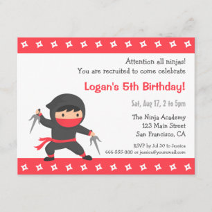 Invitations du Little Ninja Anniversaire de enfant