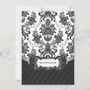 Invitations du lustre noir blanc Mariage damassé