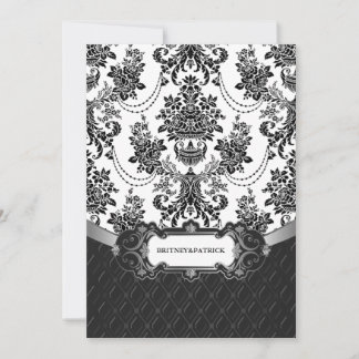 Invitations du lustre noir blanc Mariage damassé
