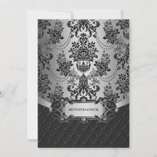 Invitations du lustre Silver Black Mariage damassé